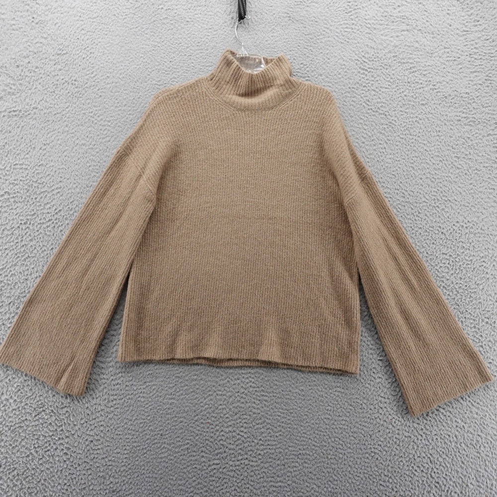 French Connection Mock‎ Neck Bell Sleeve Knit Sweater Tan Small NEW